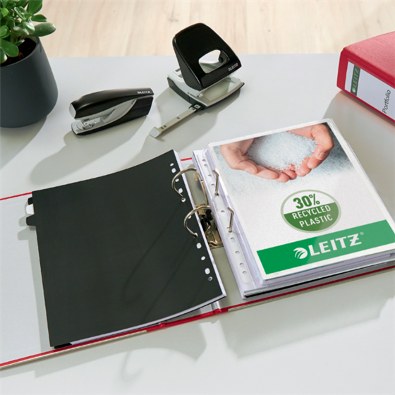 Archivador De Palanca Leitz 180° De Plástico, 90% Cartón Reciclado, 30% Plástico Reciclado Preconsumo Rojo A4 Lomo: 80 Mm.