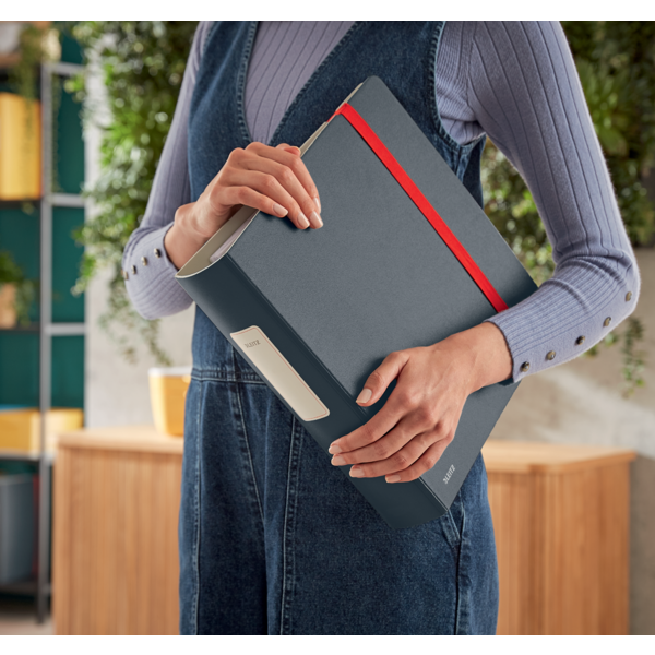 Archivador Leitz Active 180° Cosy Gris Terciopelo A4 Lomo: 82 Mm.