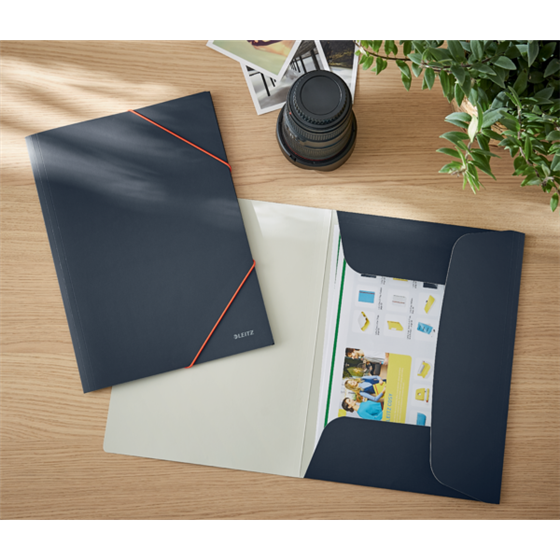 Carpeta 3 Solapas Soft Touch Leitz Cosy De Cartón Gris Terciopelo