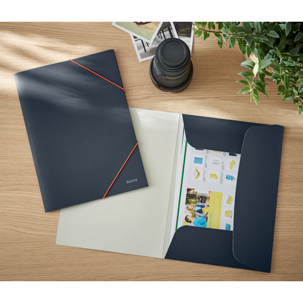 Carpeta 3 Solapas Soft Touch Leitz Cosy De Cartón Gris Terciopelo