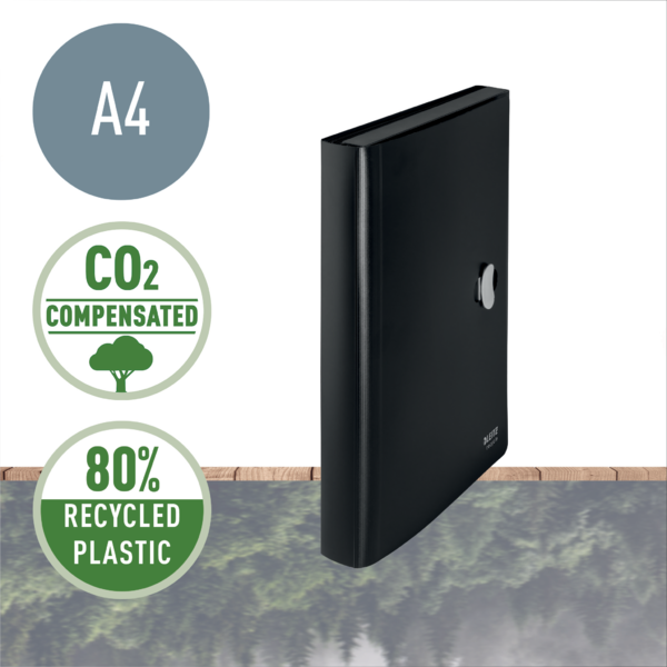 Carpeta Acordeón Leitz Recycle, Co2 Compensado Negro A4