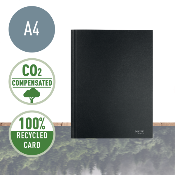 Carpeta De 3 Solapas De Cartón Leitz Recycle, Co2 Compensado Negro