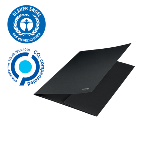 Carpeta De 3 Solapas De Cartón Leitz Recycle, Co2 Compensado Negro