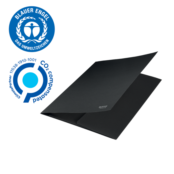 Carpeta De 3 Solapas De Cartón Leitz Recycle, Co2 Compensado Negro