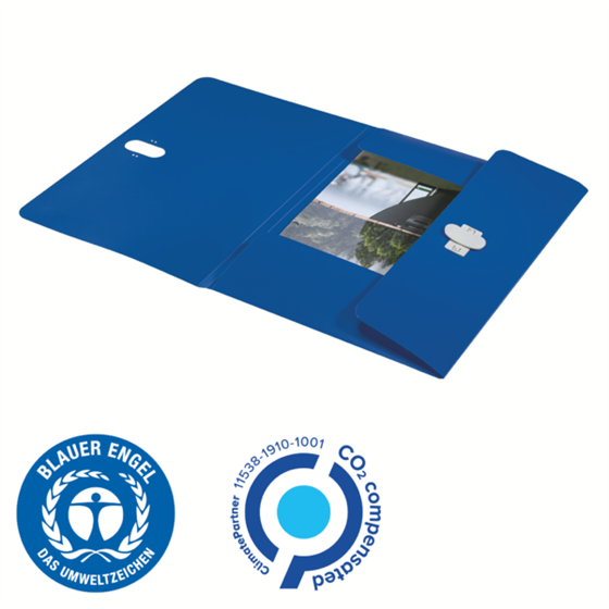 Carpeta De 3 Solapas Leitz Recycle, Co2 Compensado Azul A4