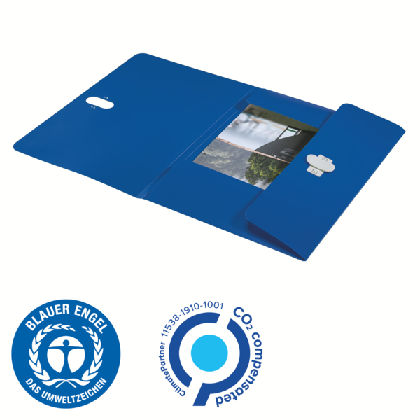 Carpeta De 3 Solapas Leitz Recycle, Co2 Compensado Azul A4