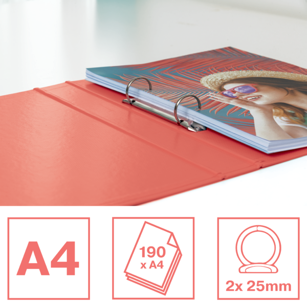 Carpeta De Anillas Esselte Colour'Breeze PP Coral 2 Anillas Redondas 25 Mm A4