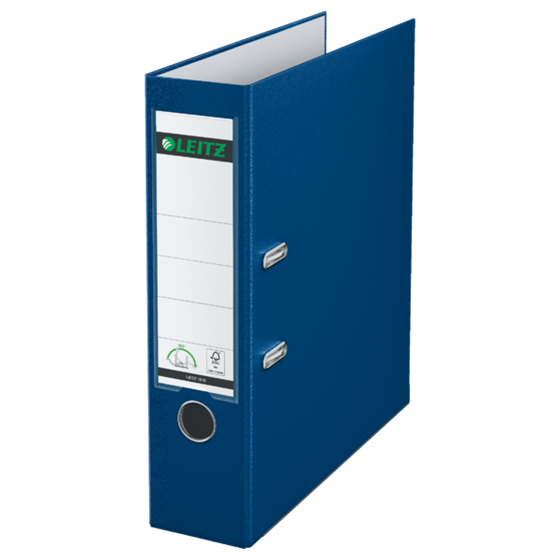 Archivador De Palanca Leitz 180° De Plástico, 90% Cartón Reciclado, 30% Plástico Reciclado Preconsumo Azul A4 Lomo: 80 Mm.