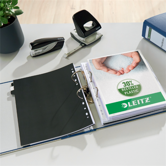Archivador De Palanca Leitz 180° De Plástico, 90% Cartón Reciclado, 30% Plástico Reciclado Preconsumo Azul A4 Lomo: 80 Mm.