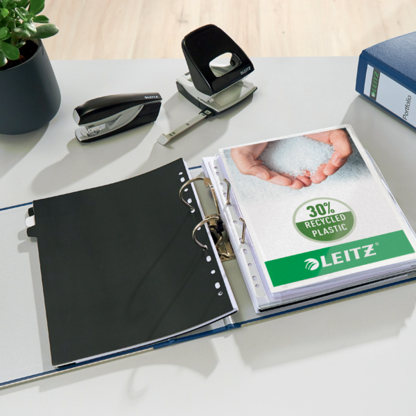 Archivador De Palanca Leitz 180° De Plástico, 90% Cartón Reciclado, 30% Plástico Reciclado Preconsumo Azul A4 Lomo: 80 Mm.