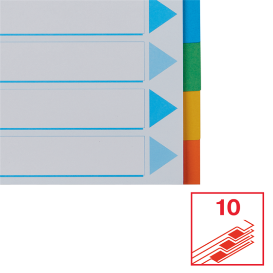 Separadores Cartón Multicolor 10 Pestañas En Blanco A4