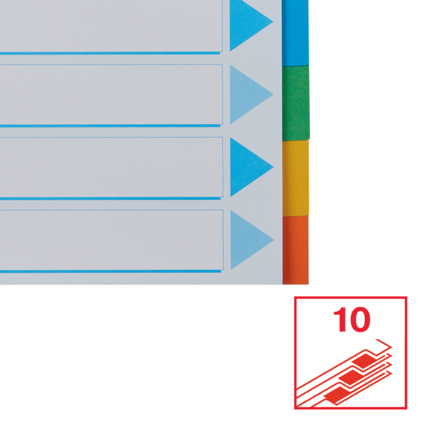 Separadores Cartón Multicolor 10 Pestañas En Blanco A4