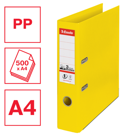 Archivador De Palanca De PP N.º 1 De Esselte Vivida Amarillo A4 Lomo: 75 Mm.