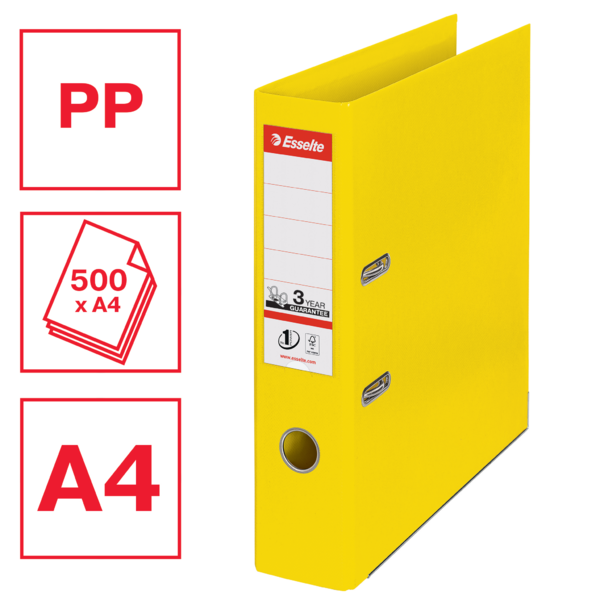 Archivador De Palanca De PP N.º 1 De Esselte Vivida Amarillo A4 Lomo: 75 Mm.