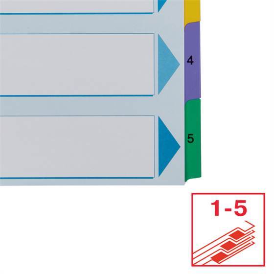 Índice Esselte, De Cartón Con Pestañas Reforzadas Con Mylar, A4 Multicolor 1-5 A4