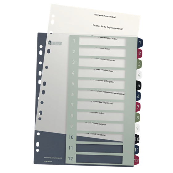 Índice Imprimible Style De Leitz, De PP, Extraancho  1-12 A4 Maxi