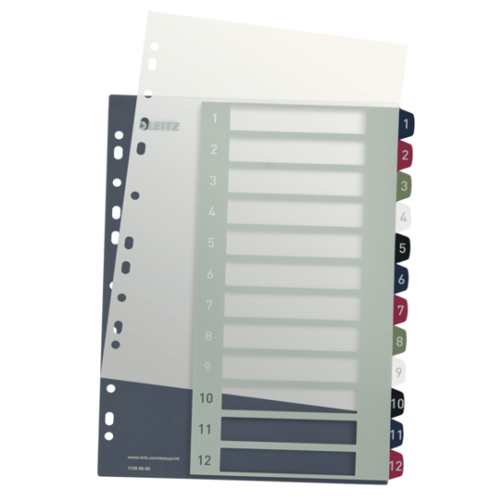 Índice Imprimible Style De Leitz, De PP, Extraancho  1-12 A4 Maxi