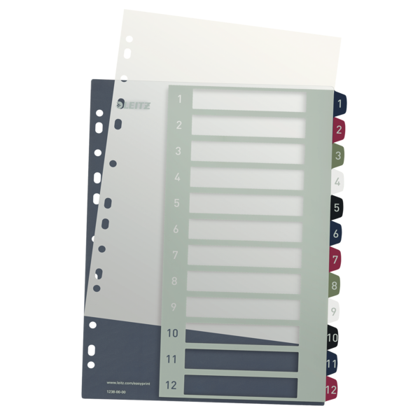 Índice Imprimible Style De Leitz, De PP, Extraancho  1-12 A4 Maxi