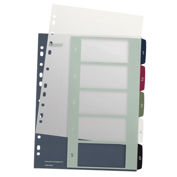 Índice Imprimible Style De Leitz, De PP, Extraancho  1-5 A4 Maxi