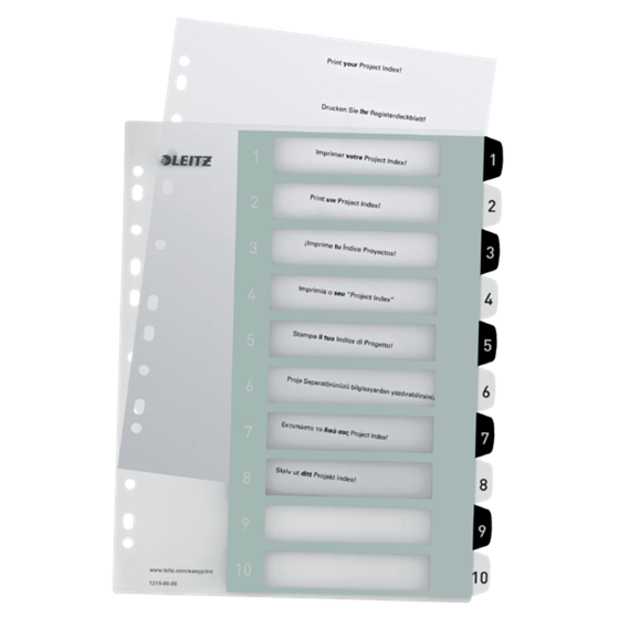 Índice Imprimible Wow De Leitz, De PP, Extra Ancho Multicolor 1-10 A4 Maxi