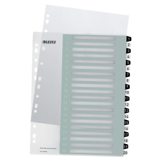 Índice Imprimible Wow De Leitz, De PP, Extra Ancho Multicolor 1-20 A4 Maxi
