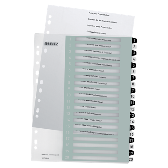 Índice Imprimible Wow De Leitz, De PP, Extra Ancho Multicolor 1-20 A4 Maxi