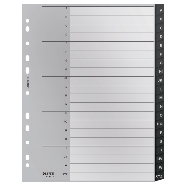 Índice Leitz Recycle, PP, Extra Ancho, Co2 Compensado Negro A-Z A4 Maxi