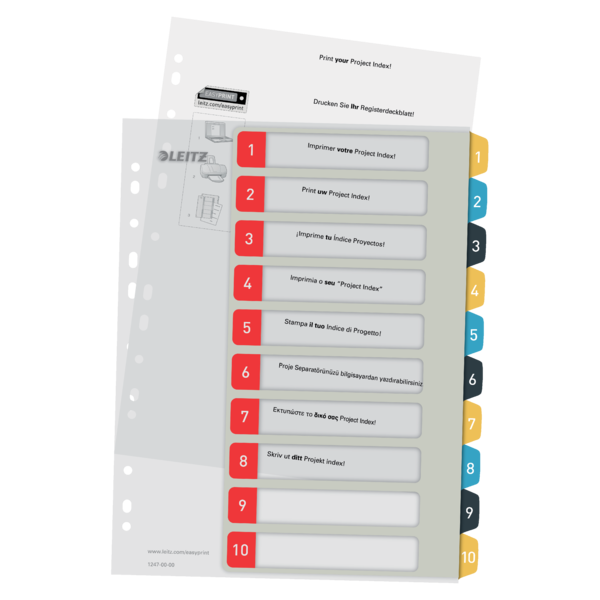 Índice Imprimible Leitz Cosy 1-10, PP  A4 Maxi