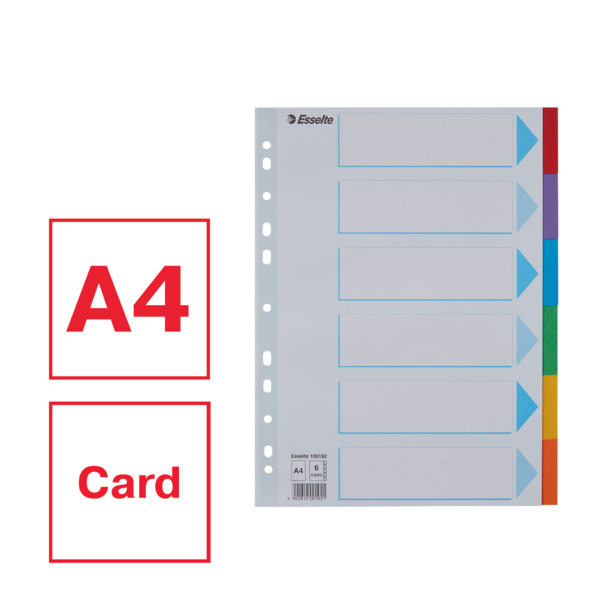 Separadores Cartón Multicolor 6 Pestañas En Blanco A4