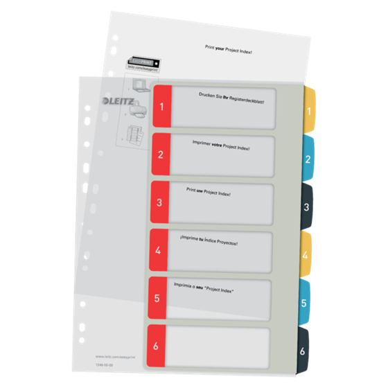 Índice Imprimible Leitz Cosy 1-6, PP  A4 Maxi