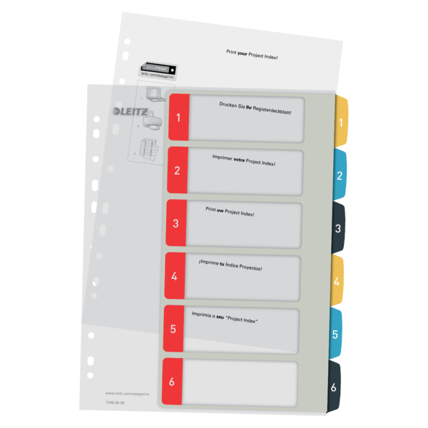 Índice Imprimible Leitz Cosy 1-6, PP  A4 Maxi