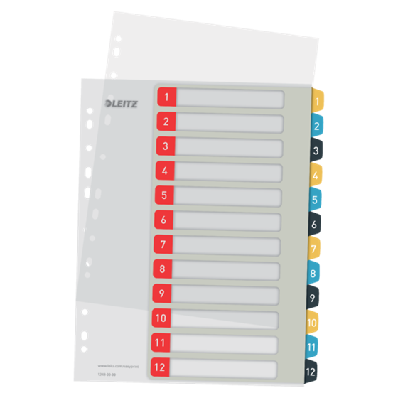 Índice Imprimible Leitz Cosy 1-12, PP  A4 Maxi