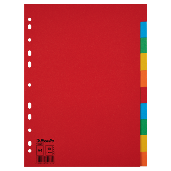 Separadores Cartón Multicolor 10 Pestañas En Blanco A4