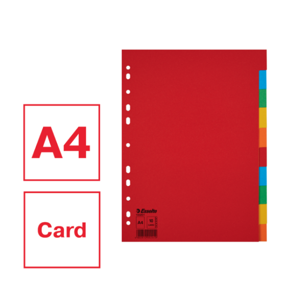 Separadores Cartón Multicolor 10 Pestañas En Blanco A4