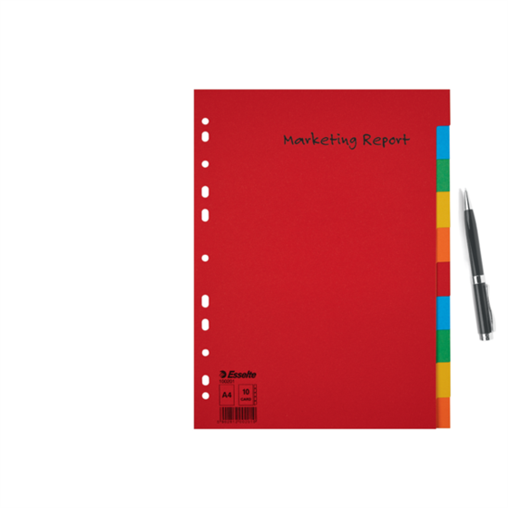 Separadores Cartón Multicolor 10 Pestañas En Blanco A4