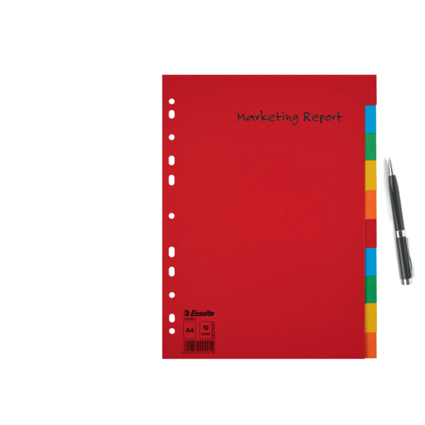 Separadores Cartón Multicolor 10 Pestañas En Blanco A4