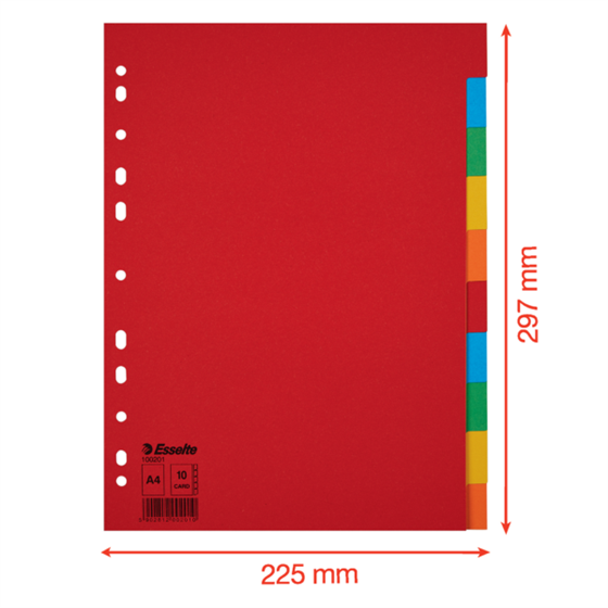 Separadores Cartón Multicolor 10 Pestañas En Blanco A4