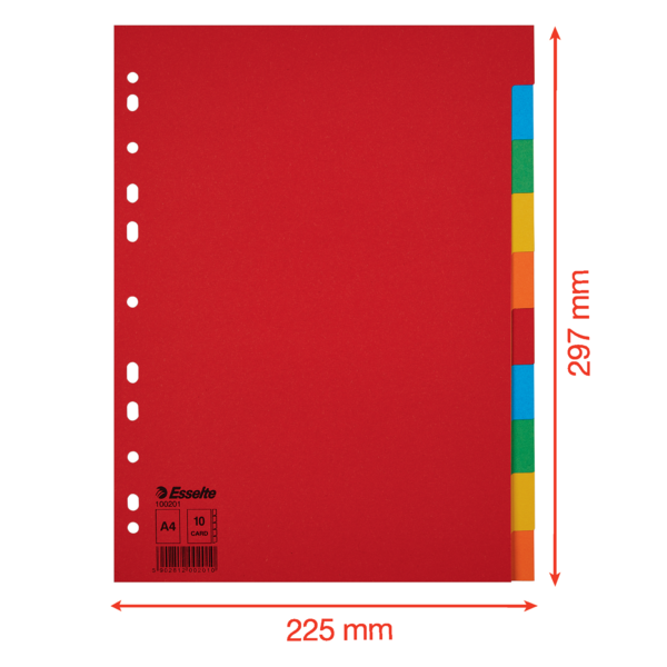 Separadores Cartón Multicolor 10 Pestañas En Blanco A4