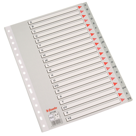 Abecedarios De Plástico Con Carátula Índice Gris A-Z Folio