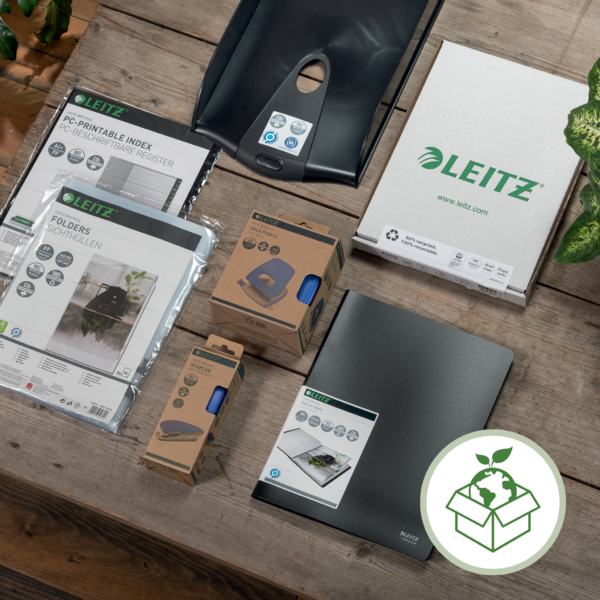 Dosier De Cartón Con Clip En Espiral Leitz Recycle, Conco2 Compensado Negro
