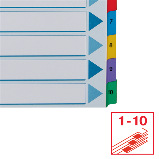 Índice Esselte, De Cartón Con Pestañas Reforzadas Con Mylar, A4 Multicolor 1-10 A4