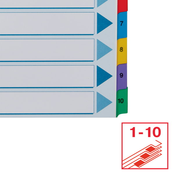 Índice Esselte, De Cartón Con Pestañas Reforzadas Con Mylar, A4 Multicolor 1-10 A4