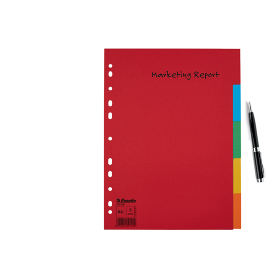 Separadores Cartón Multicolor 5 Pestañas En Blanco A4