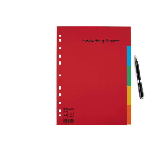 Separadores Cartón Multicolor 5 Pestañas En Blanco A4