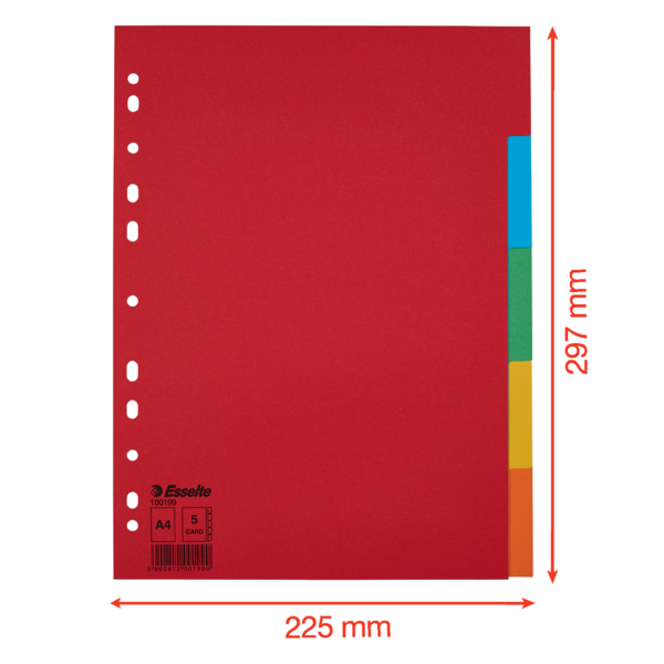 Separadores Cartón Multicolor 5 Pestañas En Blanco A4