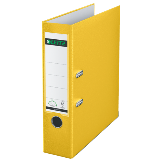 Archivador De Palanca Leitz 180° De Plástico, 90% Cartón Reciclado, 30% Plástico Reciclado Preconsumo Amarillo A4 Lomo: 80 Mm.