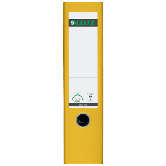 Archivador De Palanca Leitz 180° De Plástico, 90% Cartón Reciclado, 30% Plástico Reciclado Preconsumo Amarillo A4 Lomo: 80 Mm.
