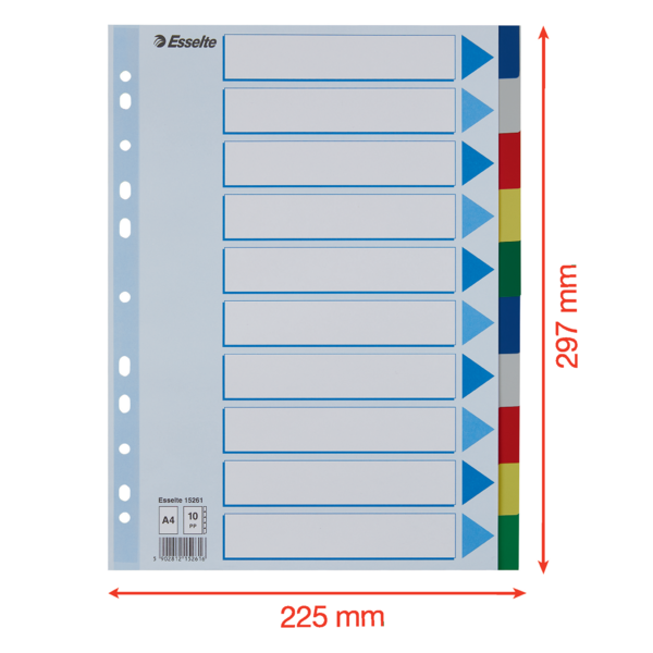 Separadores De Plástico Multicolor 10 Pestañas En Blanco A4