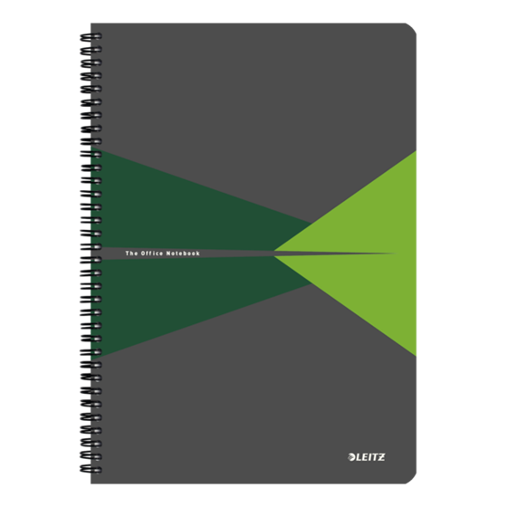 Cuaderno Leitz Office A4 cuadriculado,  encuadernación Wiro con tapas rígidas Verde 90 H. 90 g.