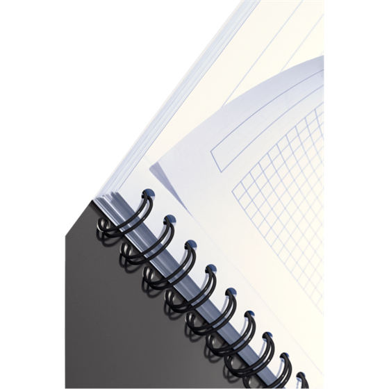 Cuaderno Leitz Office A5 cuadriculado, encuadernación Wiro con tapas de PP Gris 90 H. 90 g.